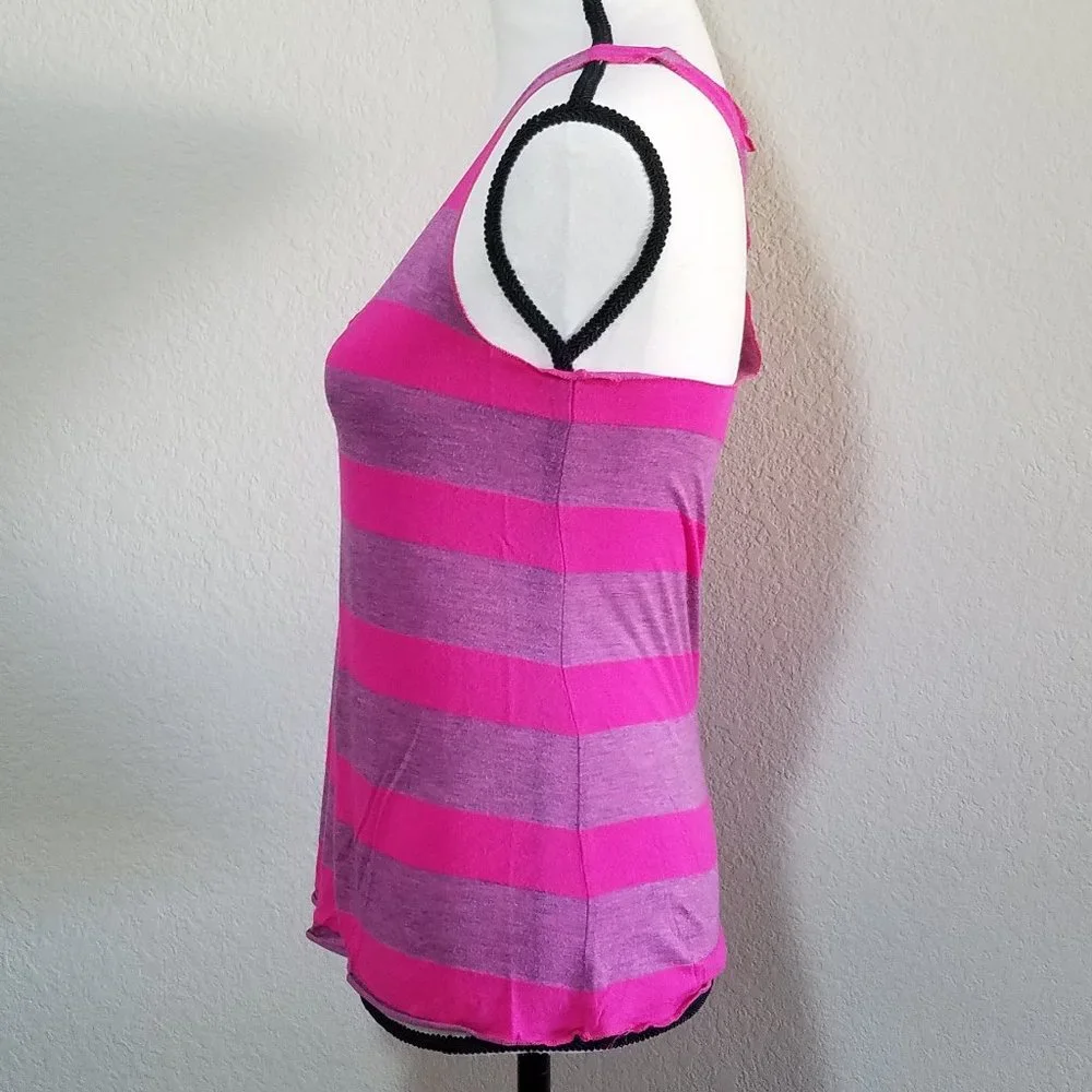 Wet Seal Juniors Tank Tops Small Pink Stripe Racer Back Shirt Casual y2k 90s - Picture 3 of 4